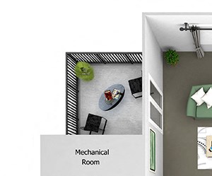Belle Harbour Apartments - A3 - 1 bedroom and 1 bath - 3D Floor Plan Belle Harbour Apartments - A3 - 1 bedroom and 1 bath - 3D Floor Plan