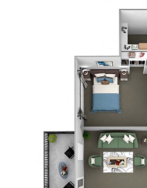 Belle Harbour Apartments - C1 - 3 bedrooms and 2 bath - 3D Floor Plan Belle Harbour Apartments - C1 - 3 bedrooms and 2 bath - 3D Floor Plan