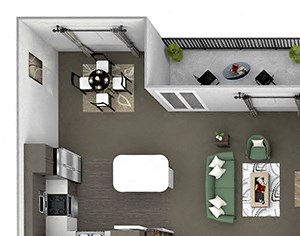 Belle Harbour Apartments - C3 - 2 bedrooms and 2 bath - 3D Floor Plan Belle Harbour Apartments - C3 - 2 bedrooms and 2 bath - 3D Floor Plan