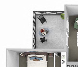 Corbin Greens Apartments - B1 - 2 bedrooms and 1 bath - 3D floor plan Corbin Greens Apartments - B1 - 2 bedrooms and 1 bath - 3D floor plan