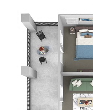 Corbin Greens Apartments - B2 - 2 bedrooms and 2 bath - 3D floor plan Corbin Greens Apartments - B2 - 2 bedrooms and 2 bath - 3D floor plan
