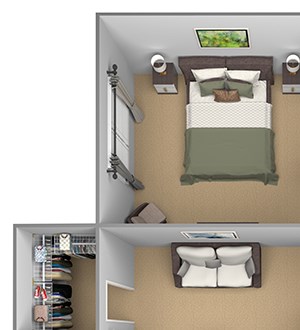 Egrets Landing Apartments - A2 (Pelican) - 1 bedroom and 1 bath - 3D floor plan Egrets Landing Apartments - A2 (Pelican) - 1 bedroom and 1 bath - 3D floor plan