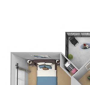 Egrets Landing Apartments - C1 (Preserve) - 3 bedrooms and 2 bath - 3D floor plan Egrets Landing Apartments - C1 (Preserve) - 3 bedrooms and 2 bath - 3D floor plan