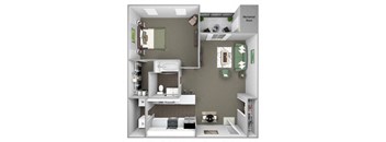 Hampshire Green Apartments - A3 (Huntington) - 1 bedroom - 1 bath - 3D