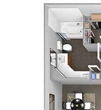 Delano at Cypress Creek - B2 (Carlyle) - 2 bedrooms and 2 bath - 3D Floor Plan Delano at Cypress Creek - B2 (Carlyle) - 2 bedrooms and 2 bath - 3D Floor Plan