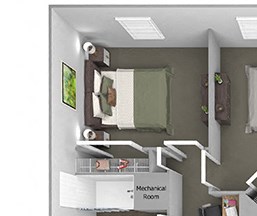 Delano at Cypress Creek - C1 (Evelyn) - 3 bedrooms and 2 bath - 3D Floor Plan Delano at Cypress Creek - C1 (Evelyn) - 3 bedrooms and 2 bath - 3D Floor Plan