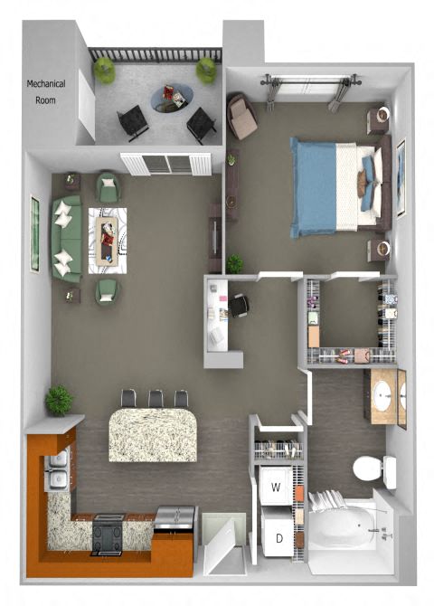 Acadia at Cornerstar - A1 (Lyra) - 1 bedroom and 1 bath - 3D