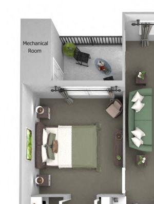 Avenel at Montgomery Square floor plans - The Montgomery - A1 - 1Bed 1Bath - 3D Avenel at Montgomery Square floor plans - The Montgomery -A1 - 1Bed 1Bath - 3D