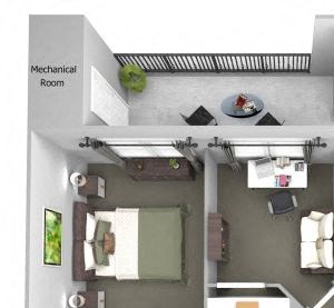 Avenel at Montgomery Square floor plans - The Chestnut - A3 - 1Bed 1Bath - 3D Avenel at Montgomery Square floor plans - The Chestnut - A3 - 1Bed 1Bath - 3D