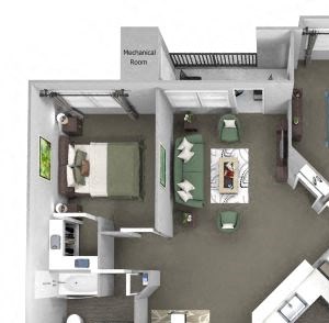 Avenel at Montgomery Square floor plans - The Warwick - B5 - 2 Bed 2 Bath - 3D Avenel at Montgomery Square floor plans - The Warwick - B5 - 2 Bed 2 Bath - 3D