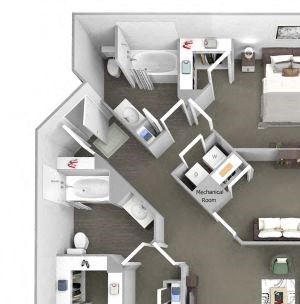 Avenel at Montgomery Square floor plans - The Penllyn - B6 - 2 Bed 2 Bath - 3D Avenel at Montgomery Square floor plans - The Penllyn - B6 - 2 Bed 2 Bath - 3D