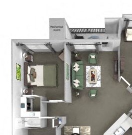 Avenel at Montgomery Square floor plans - The Warwick 2 with den- B7 - 2 Bed 2 Bath - 3D Avenel at Montgomery Square floor plans - The Warwick 2 with den - B7 - 2 Bed 2 Bath - 3D