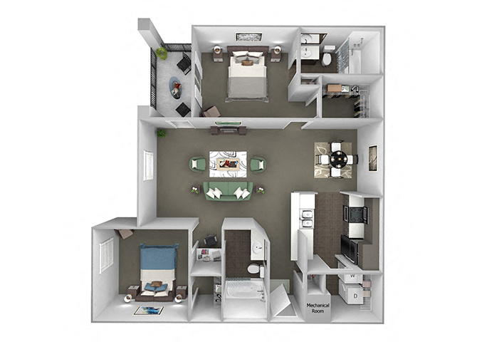 The Crossings at Alexander Place - B1 - Chloe - 2 bedroom - 2 bathroom - 3D
