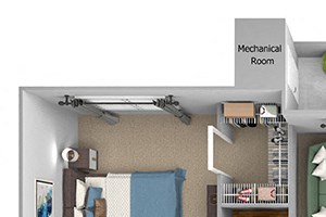 B1 3D floor plan 2-bedroom First and Main Apartments - 3D Floor Plan B1 3D floor plan 2-bedroom First and Main Apartments - 3D Floor Plan