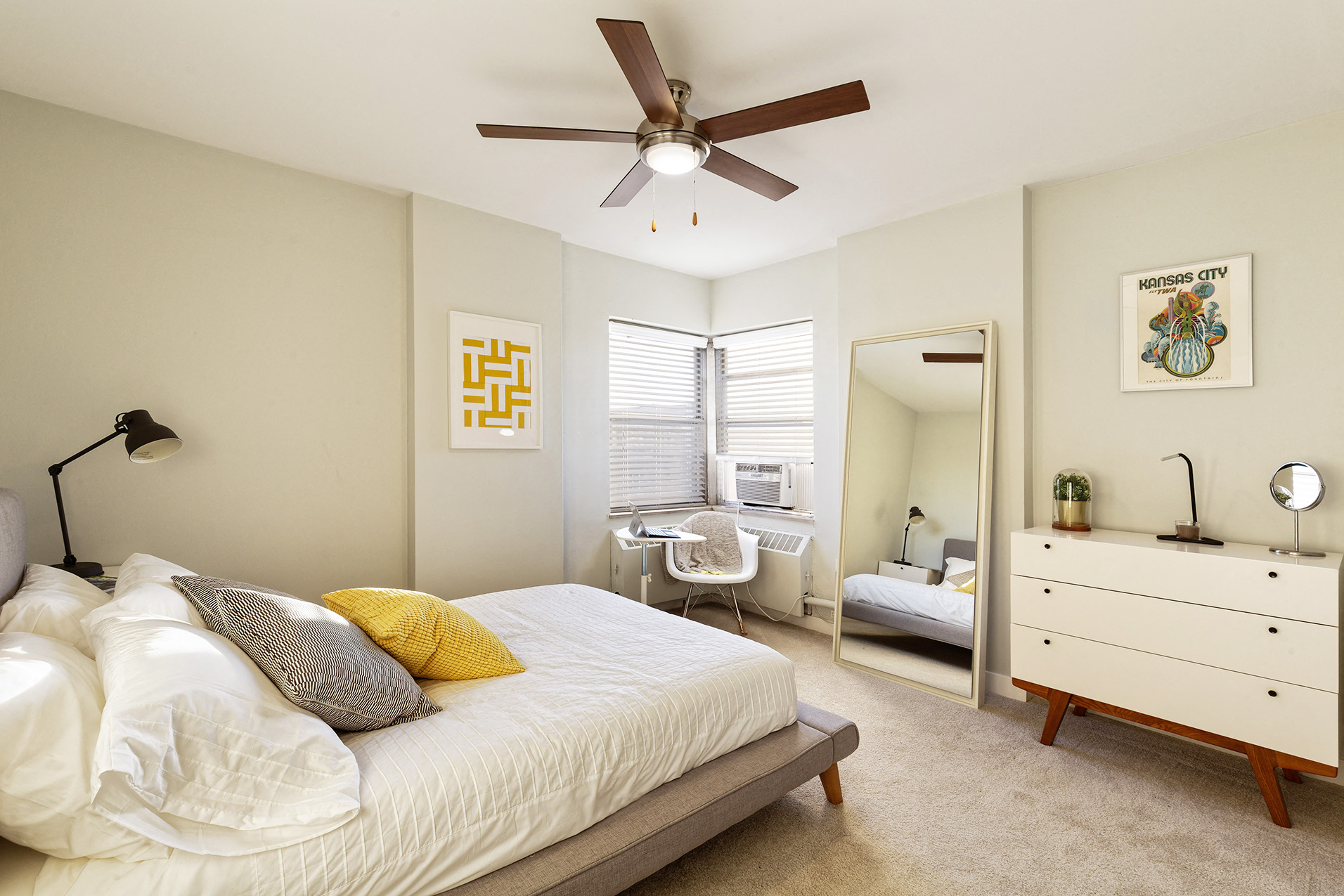 Bedroom in unit for The KC High Line Apartments in Kansas City, MO