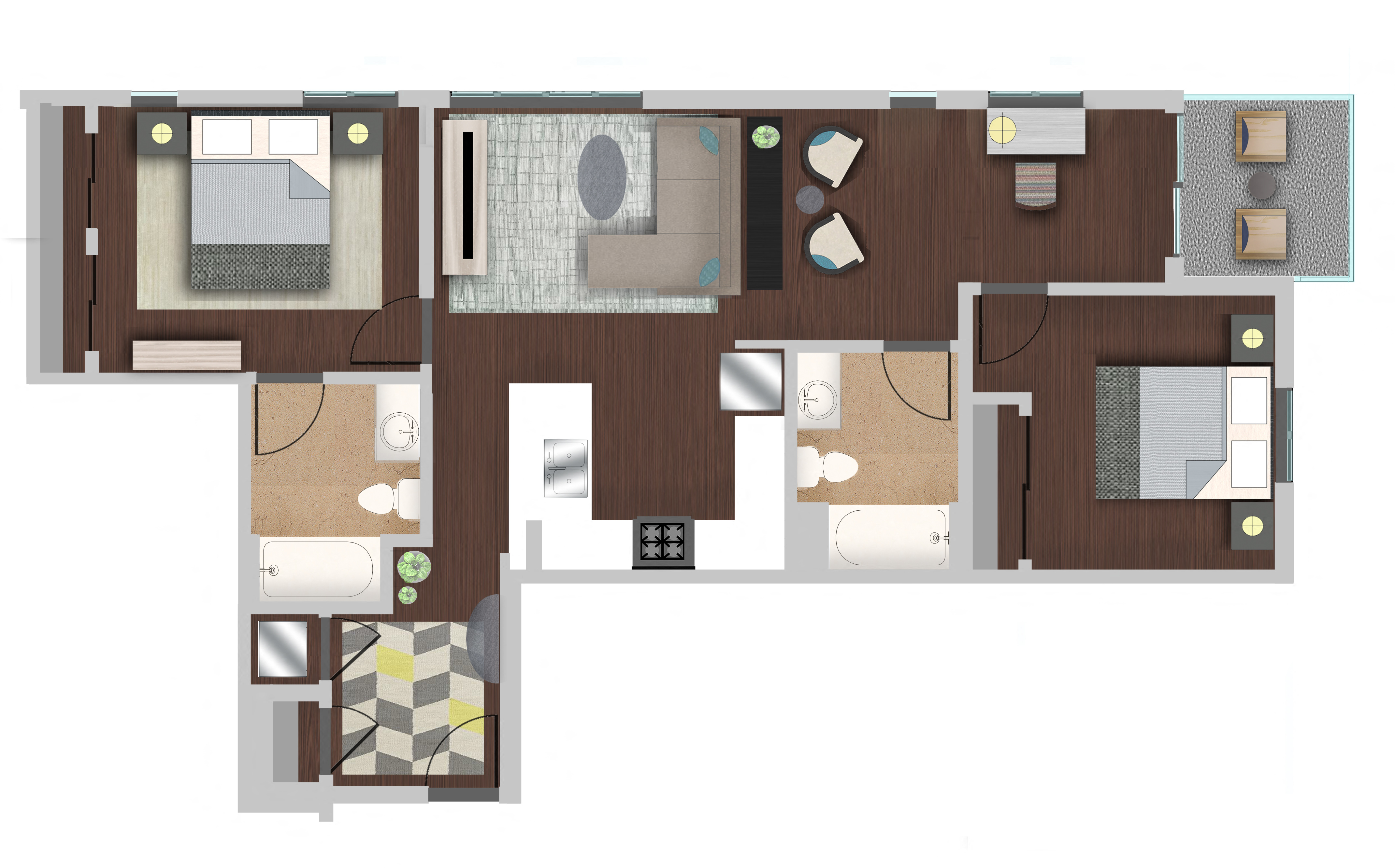 D2 Floor Plan at Berkshire K2LA, Los Angeles, California