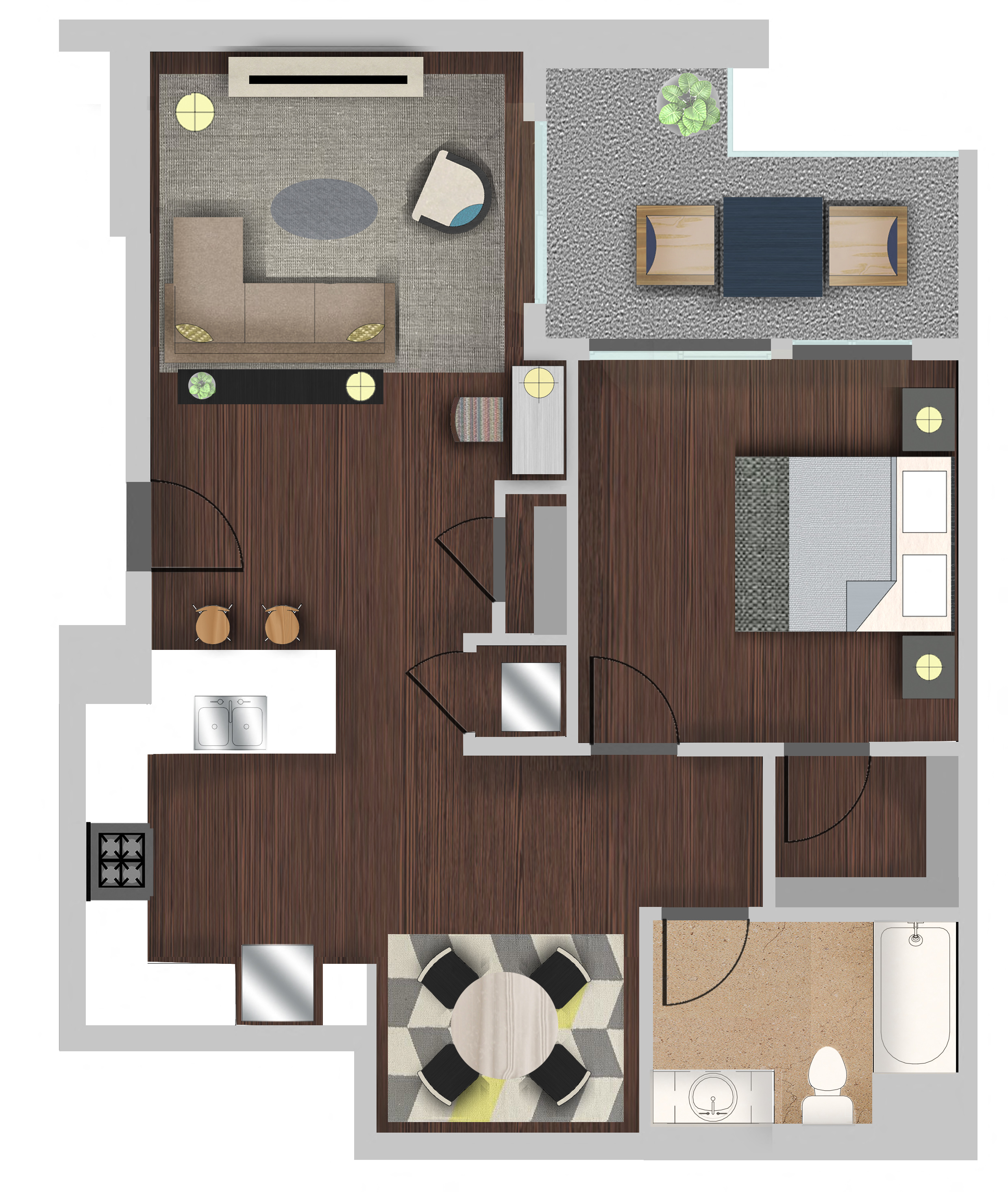 A8 Floor Plan at Berkshire K2LA, Los Angeles, CA, 90005