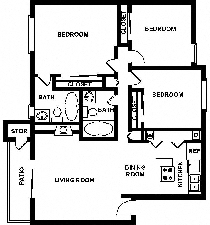 C1 3 bedroom 2 bathrom Floor plan at Copper Ridge Apartments, 4600 Davis Avenue S