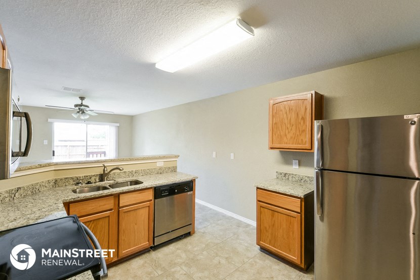 a kitchen with stainless steel appliances and granite counter tops