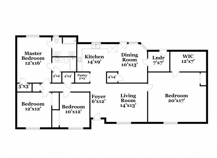 floor plan of a three story house with a great room and a kitchen