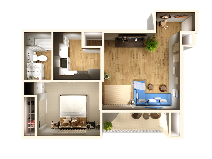 Harbor Cliff Apartments 1 Bedroom Apartment Floor Plan