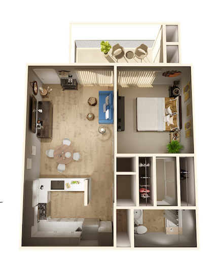 Harbor Cliff Apartments 1 Bedroom Apartment Floor Plan
