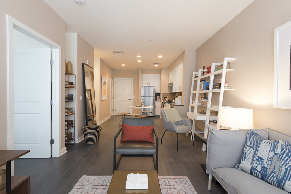 Open concept living room  at Valley and Bloom, Montclair, 07042