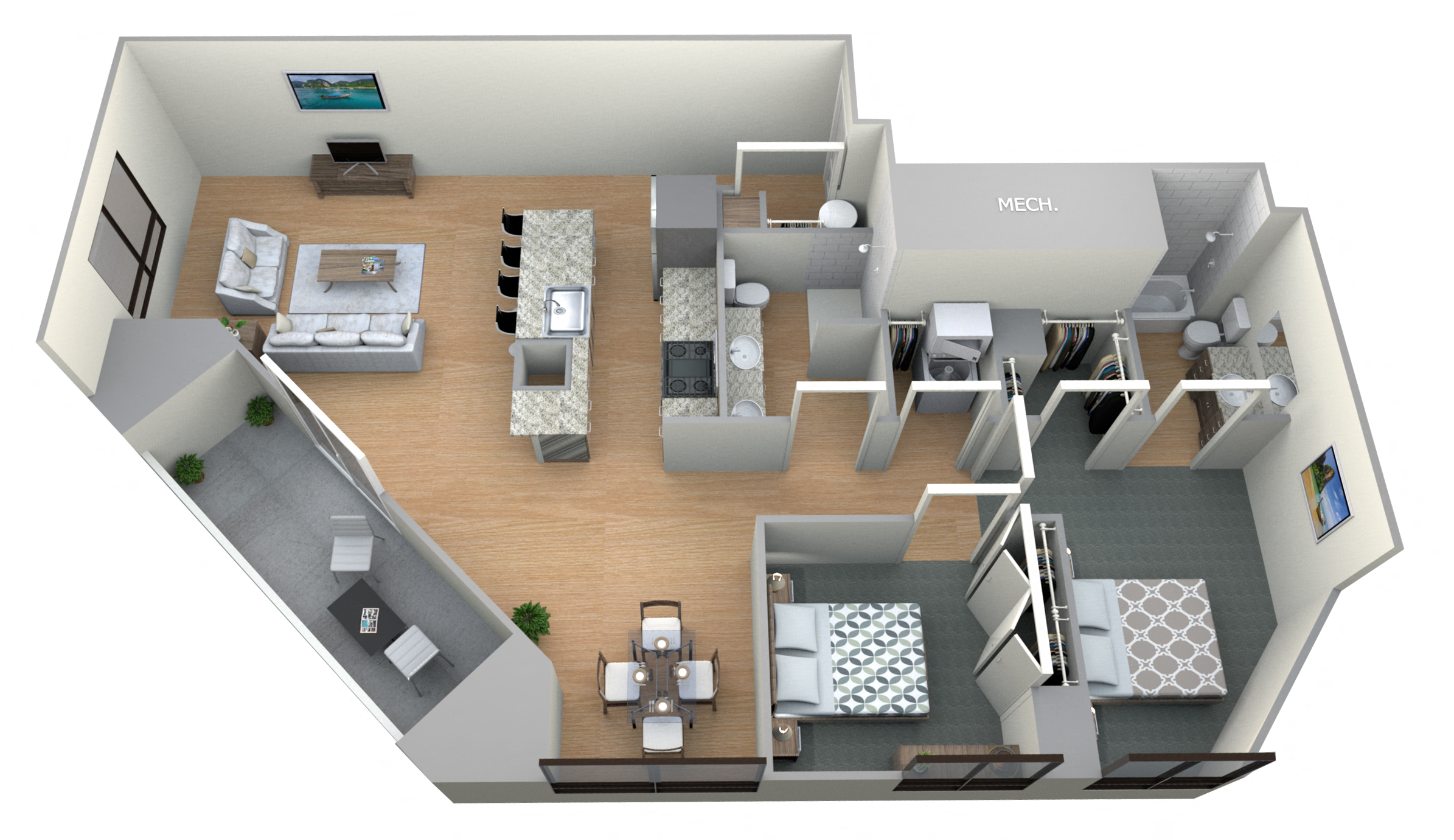 Emerson Floor Plan at M Apartments, Spokane, Washington