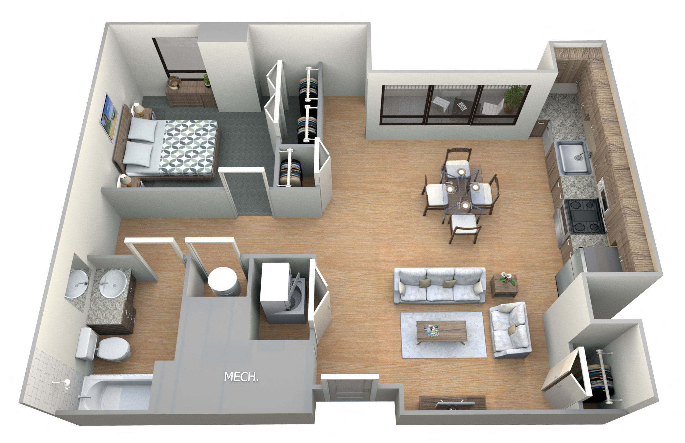 Duncan Floor Plan at M Apartments, Spokane, WA, 99201