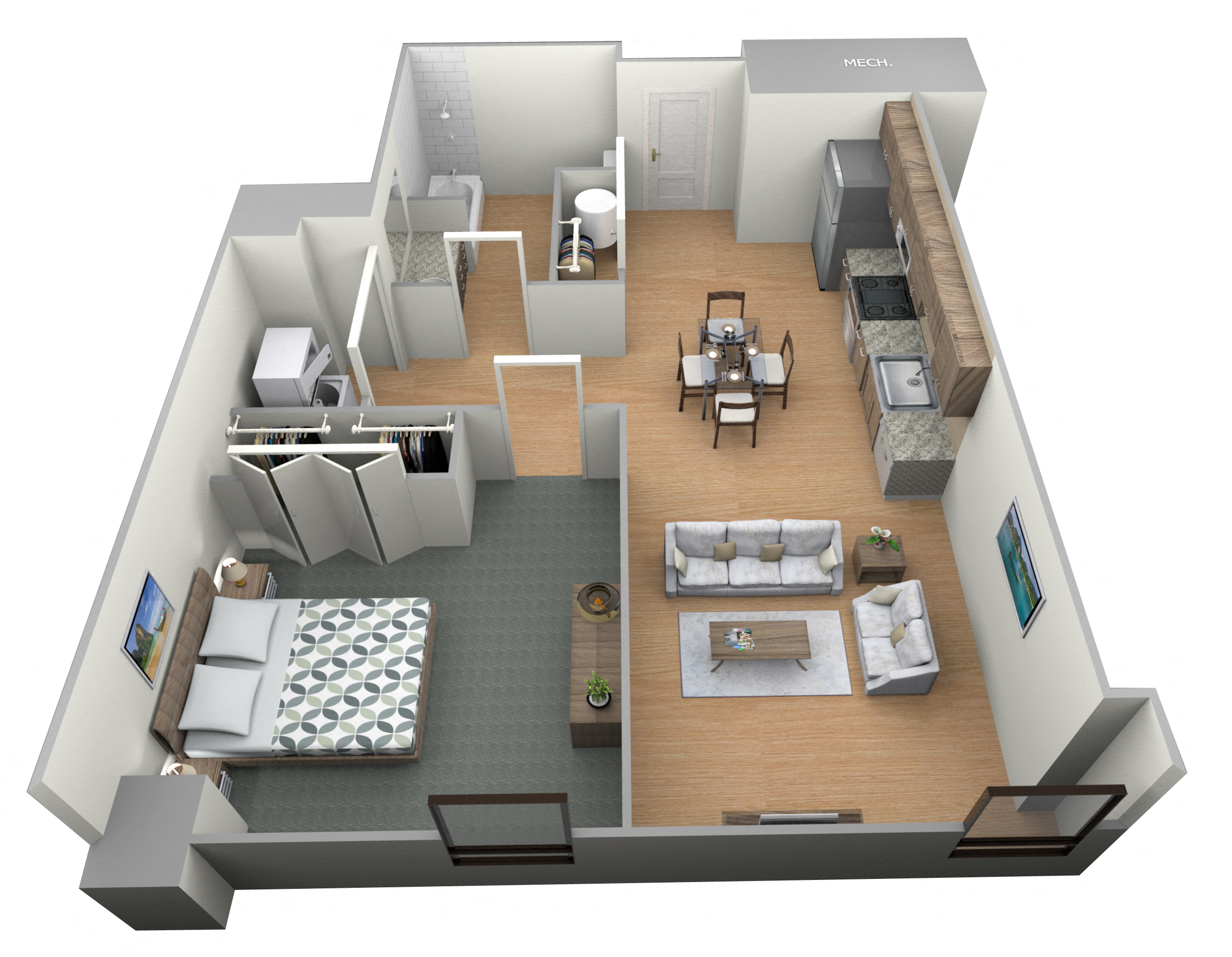 Premier Studio Floor Plan at M Apartments, Spokane, WA