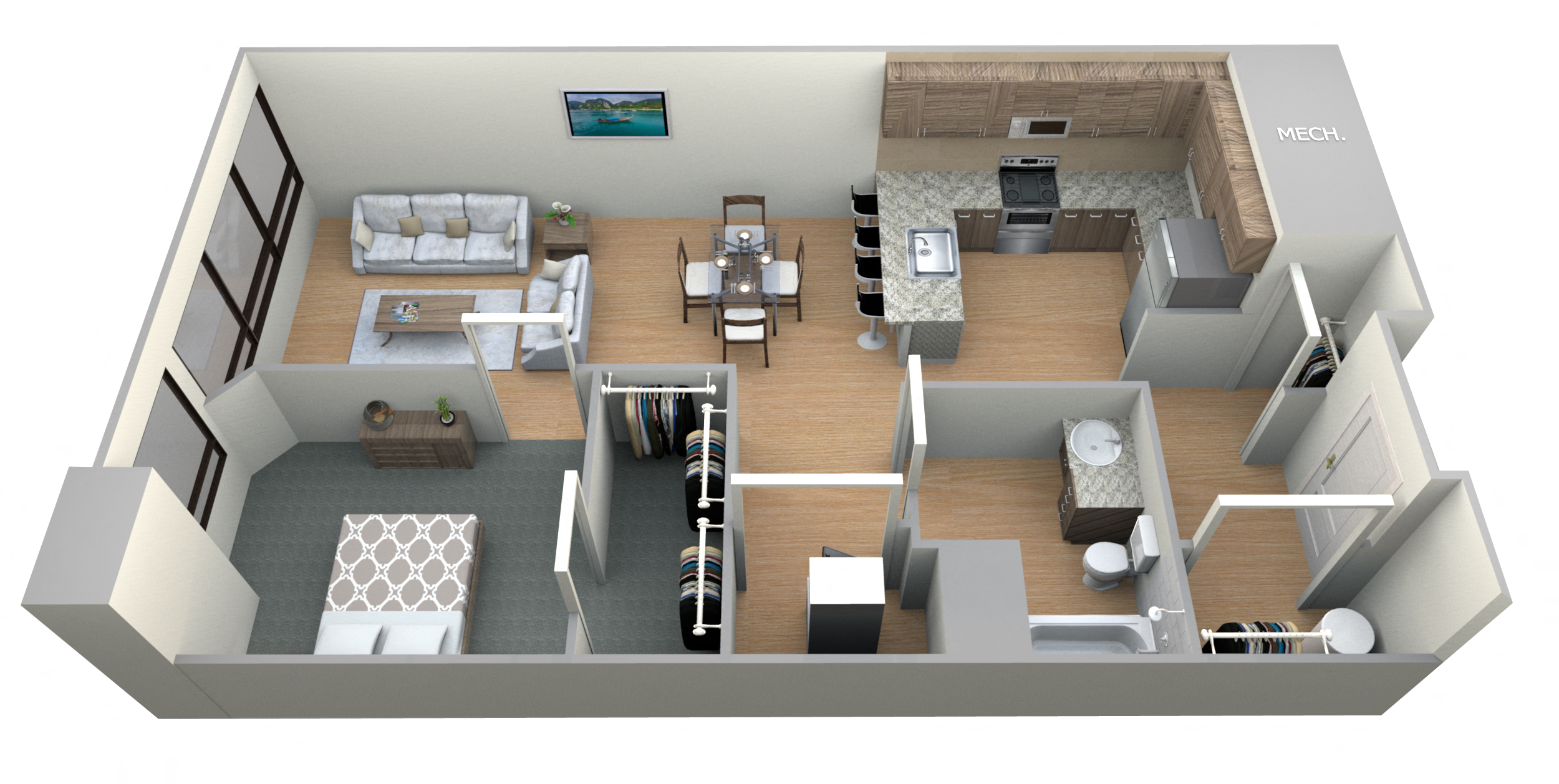 Franklin Floor Plan at M Apartments, Washington, 99201