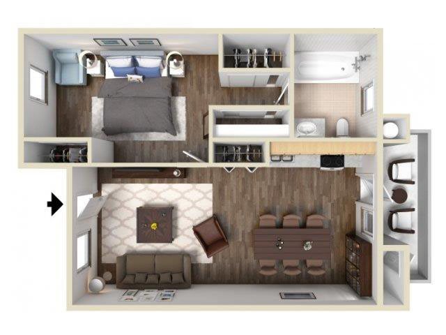 One Bed Floor Plan One Bed Floor Plan 1900 South Campus Ave Ontario, Ca Apartment homes l The Casitas Apartments