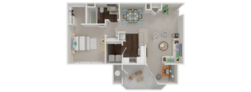 one bedroom floor plan l Oak Brook Apartments in Rancho Cordova CA 