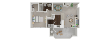 one  bedroom floor plan at Oak Brook Apartments in Rancho Cordova CA