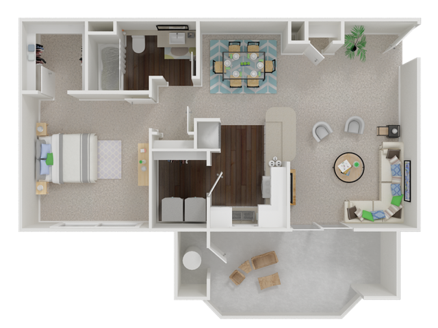 one bedroom floor planl Oak Brook Apartments in Rancho Cordova CA