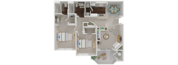 two bedroom floor plan l Oak Brook Apartments in Rancho Cordova CA 