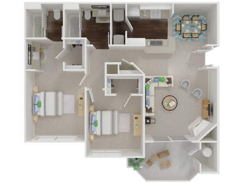 two bedroom floor plan l Oak Brook Apartments in Rancho Cordova CA 