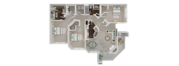 three bedroom floor planl Oak Brook Apartments in Rancho Cordova CA 