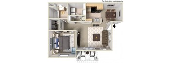 One bedroom Floor Plan  l Villas at D'Andrea Apartments in Sparks NV