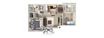 two bedroom Floor Plan l Villas at D'Andrea Apartments in Sparks NV