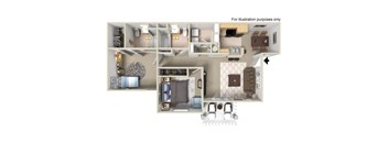Two  bedroom Floor Plan  l Villas at D'Andrea Apartments in Sparks NV