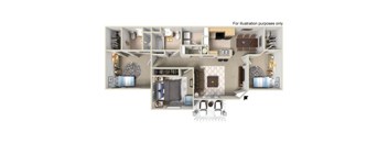Three bedroom Floor Plan l Villas at D'Andrea Apts floorplan 1