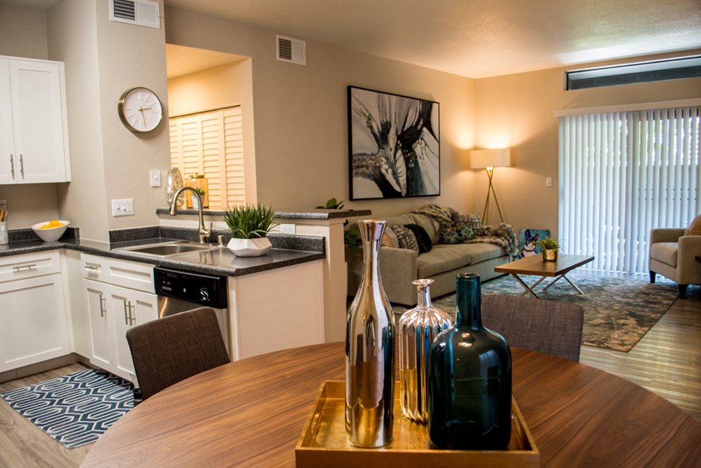 Sacramento CA Apartments - Waterford Cove - Small Dining Area Next to Kitchen with Hard-Wood Style Flooring