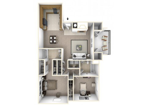  Two Bedroom floorplan  l Waterford Cove Apartments in Sacramento CA
