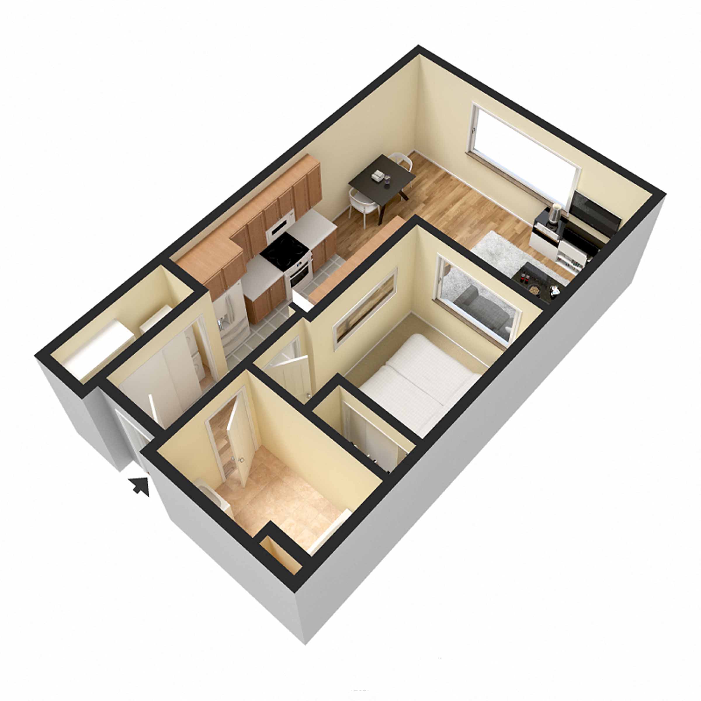 Urban Center one bedroom one bathroom