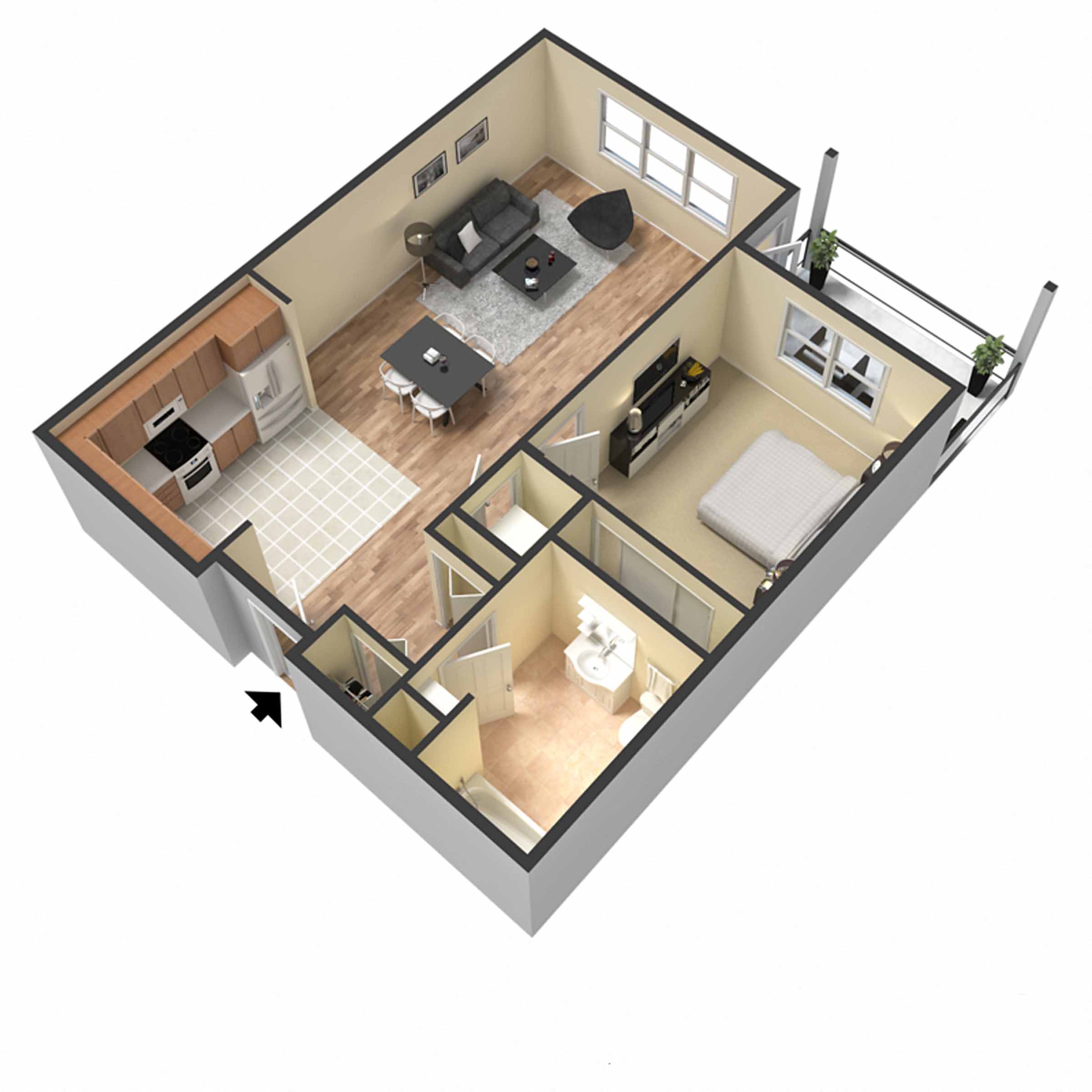 Urban Center one bedroom one bathroom