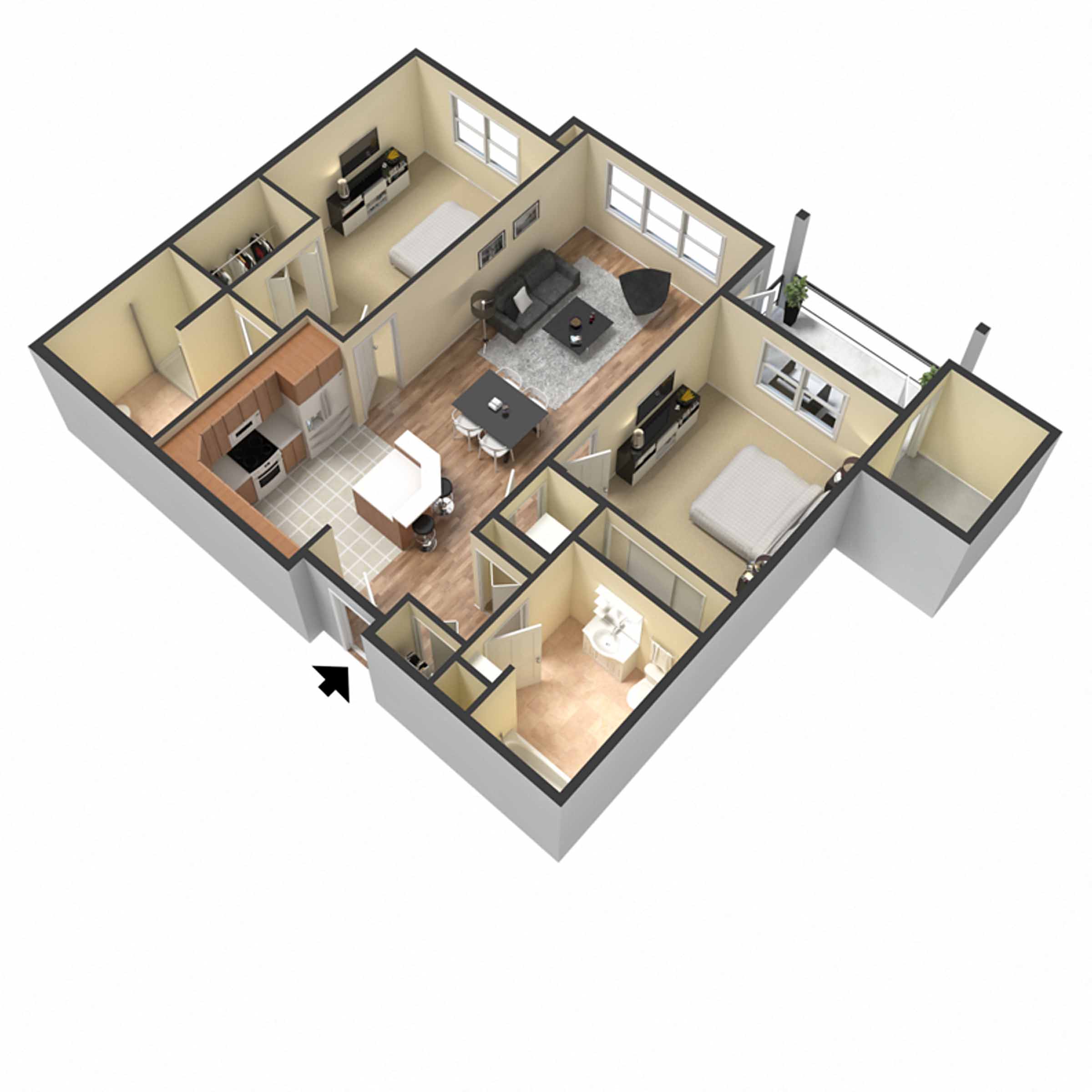 Urban Center Two bedroom Two bathroom