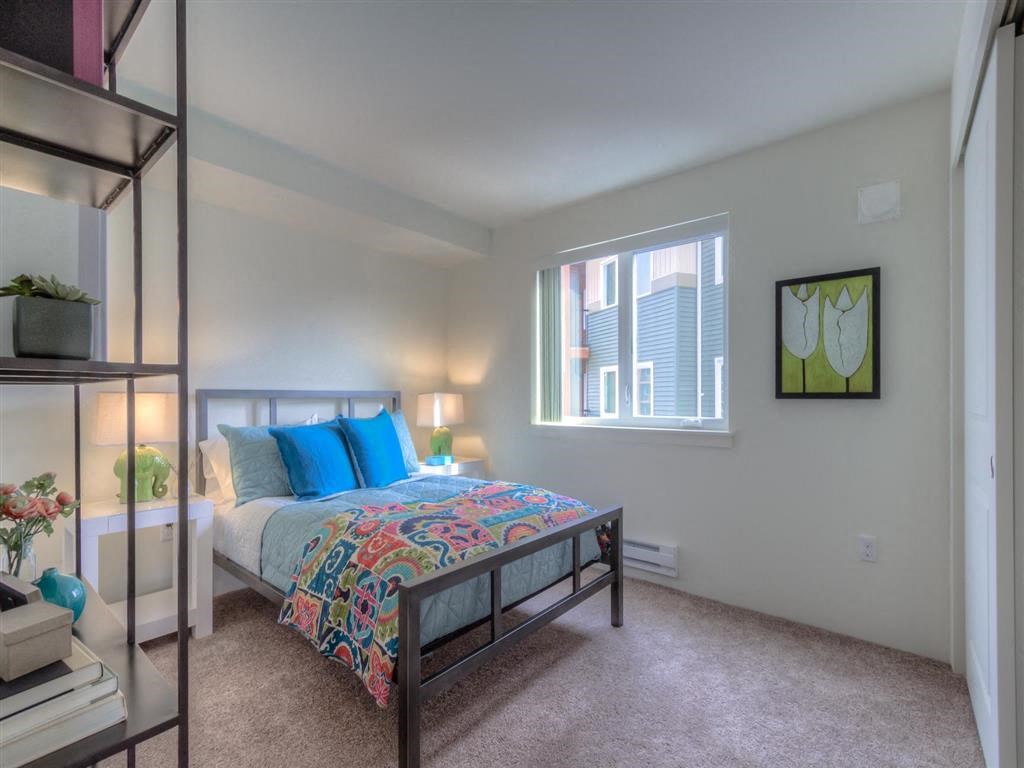 Bedroom at Urban Center apartments in Lynnwood