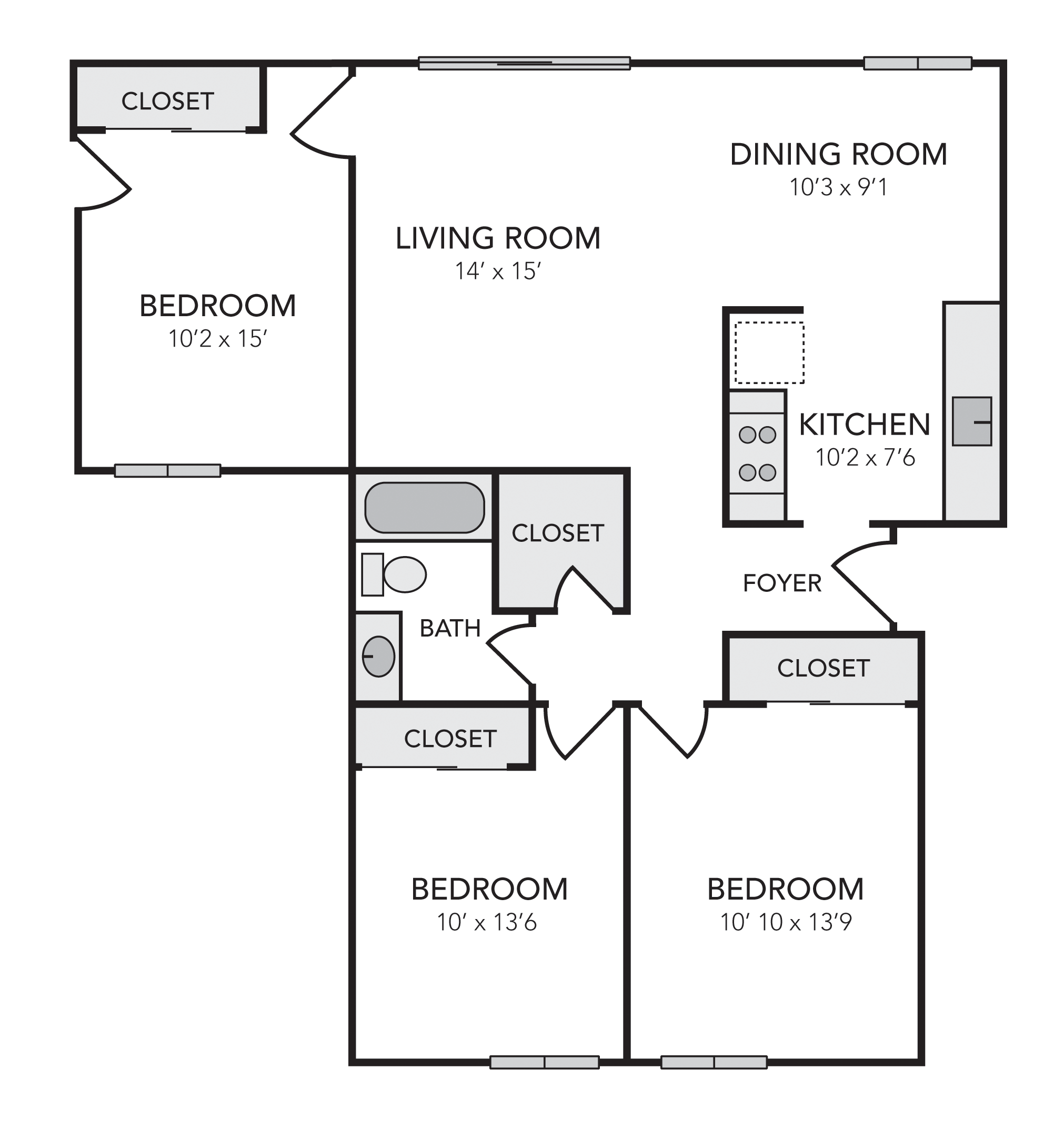 3x1 units available in Walnut Creek, CA | The Meridian