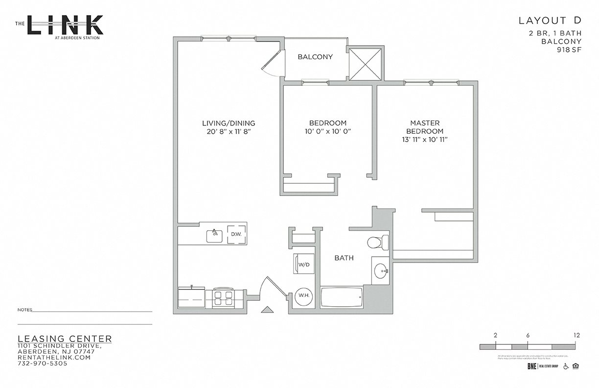 the link at aberdeen station, mixed use building, luxury rentals, aberdeen matawan train station, floor plan, 2 bedroom